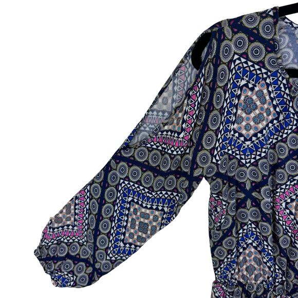 Renee C. Multicolor Lightweight Lined 3/4 Balloon Sleeve Mini Dress USA Size L - Picture 5 of 9